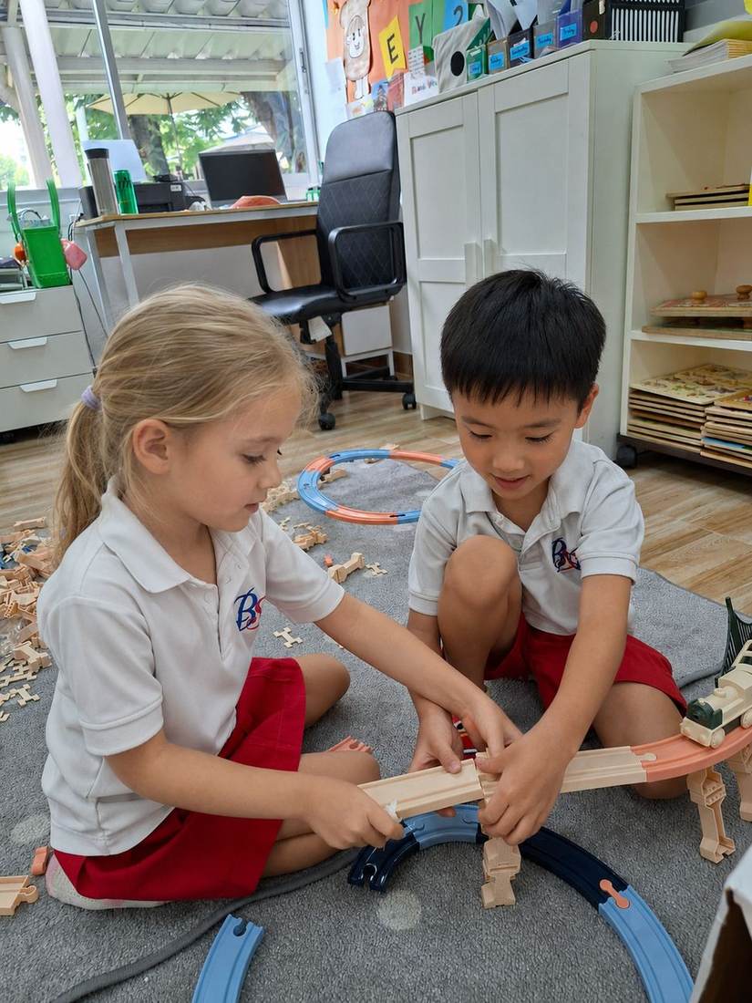 Students building together during Building Club