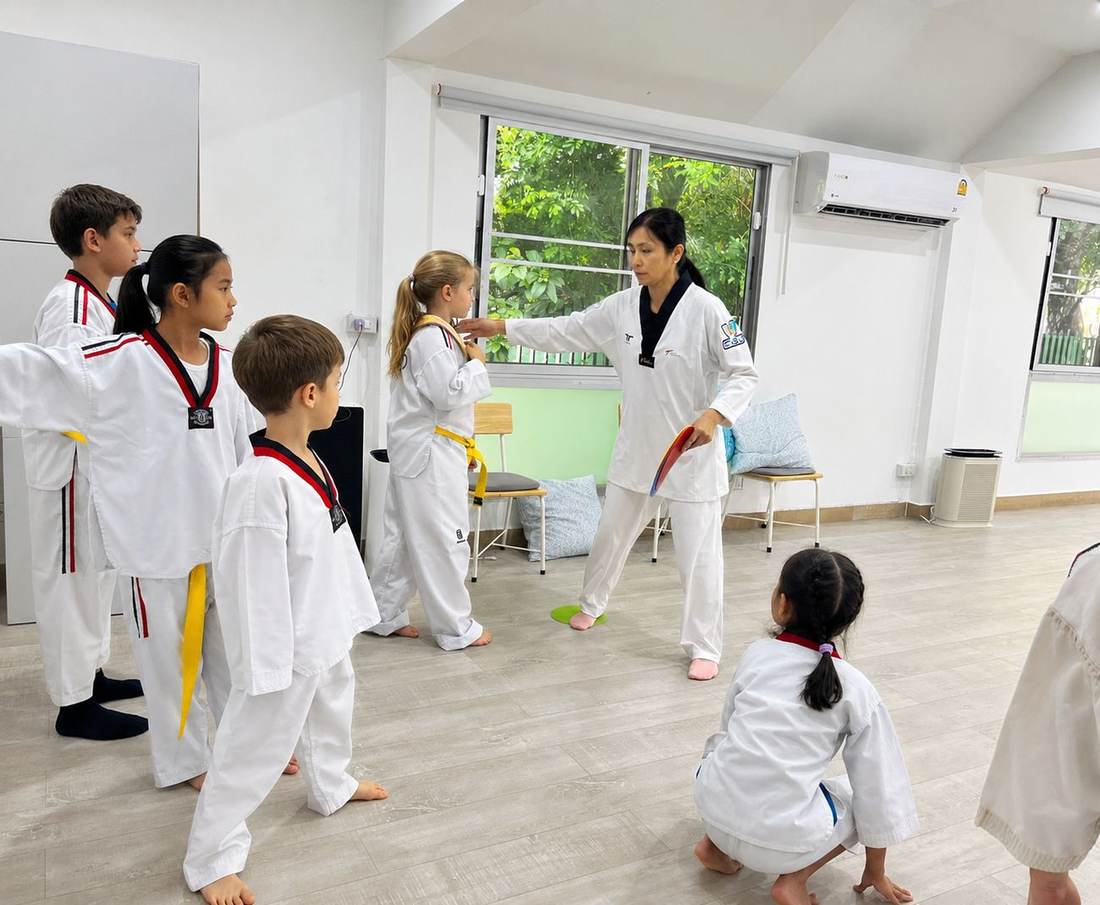 Students lined up during Taekwondo