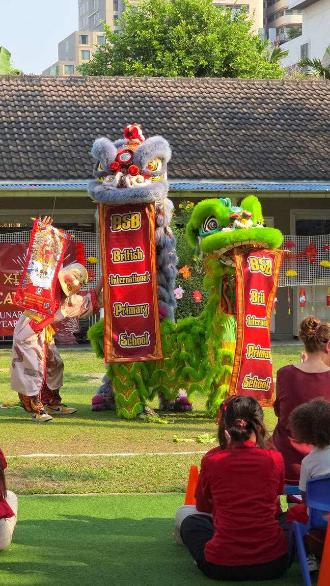Lion dance performance for Chinese New Year