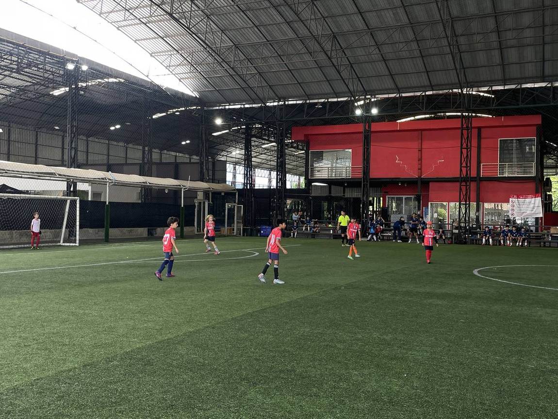 Students in action during the football competition
