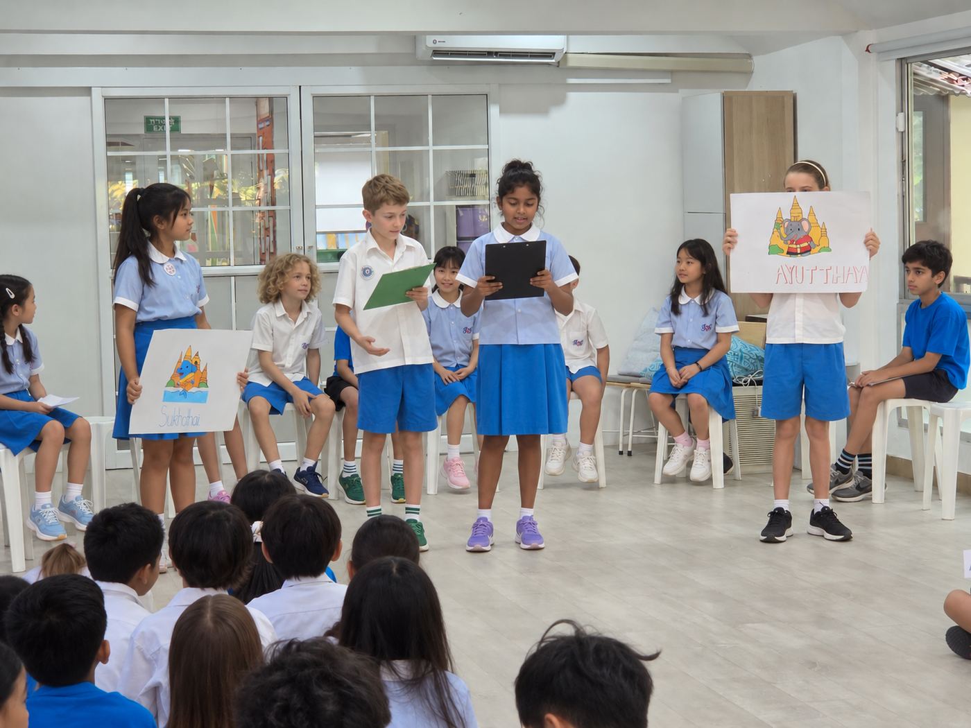 Student ambassadors presenting to their classmates