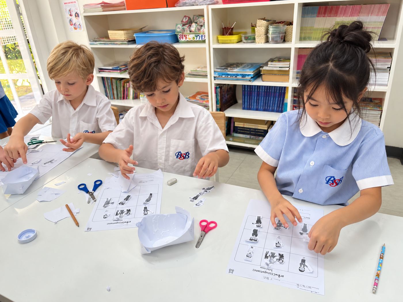 Students taking part in a hands-on Thai craft activity