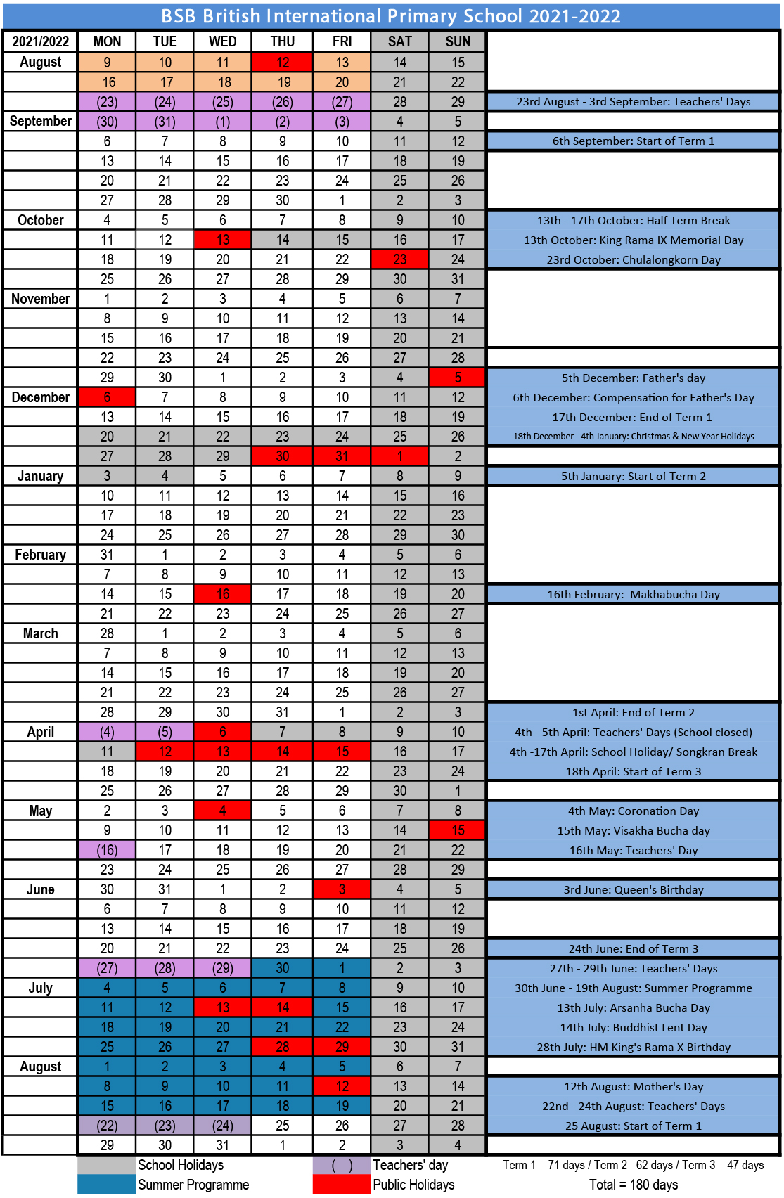 New BSB calendar R2021_2022  BSB British International Primary School